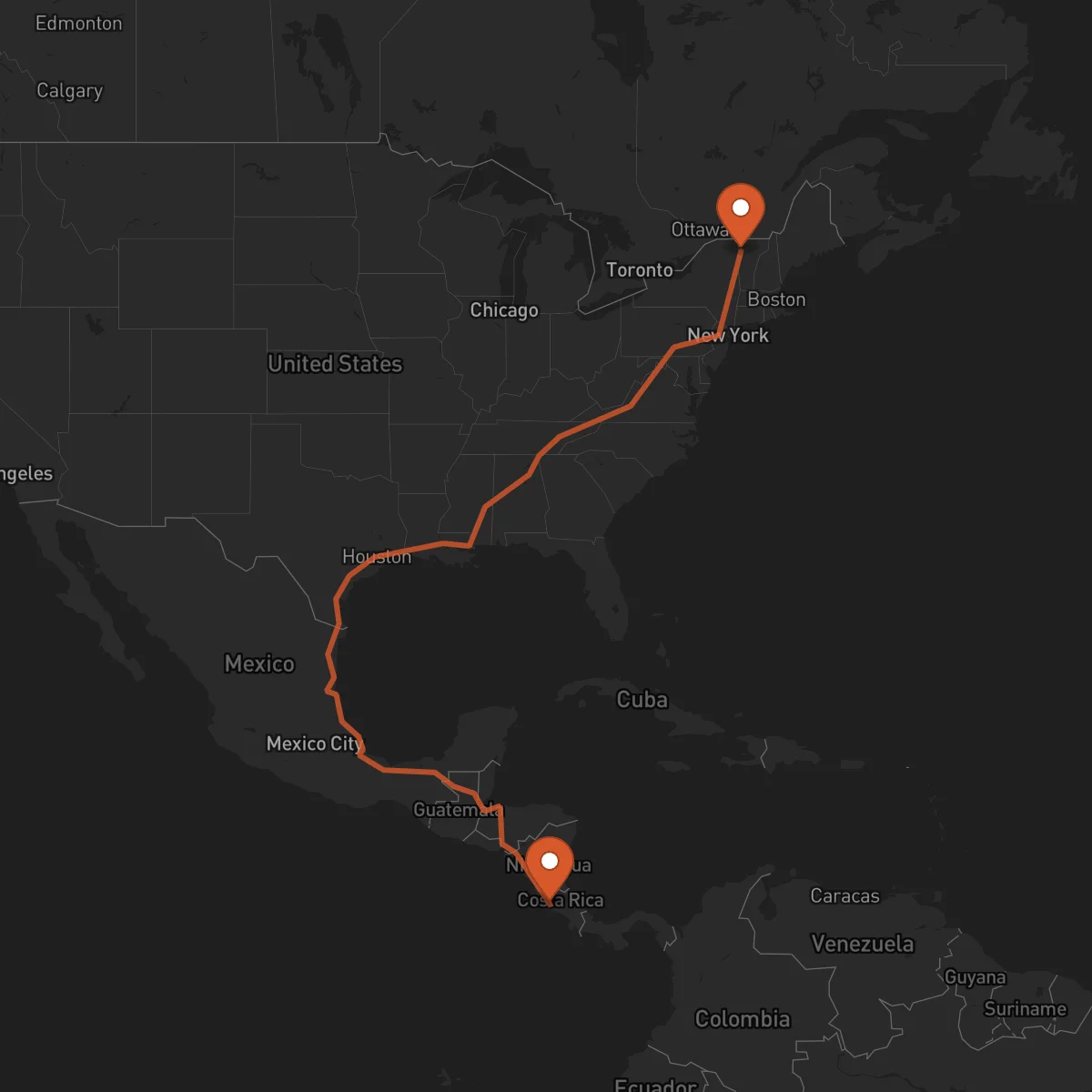 Ruta Burlington - Puntarenas