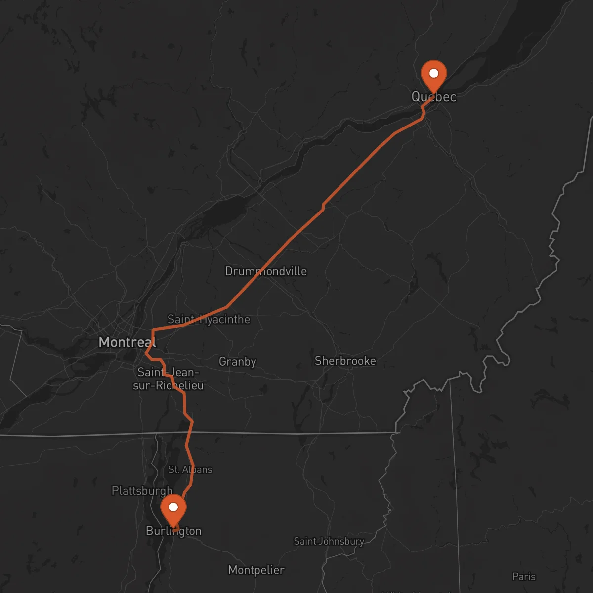 Ruta Burlington - Quebec City