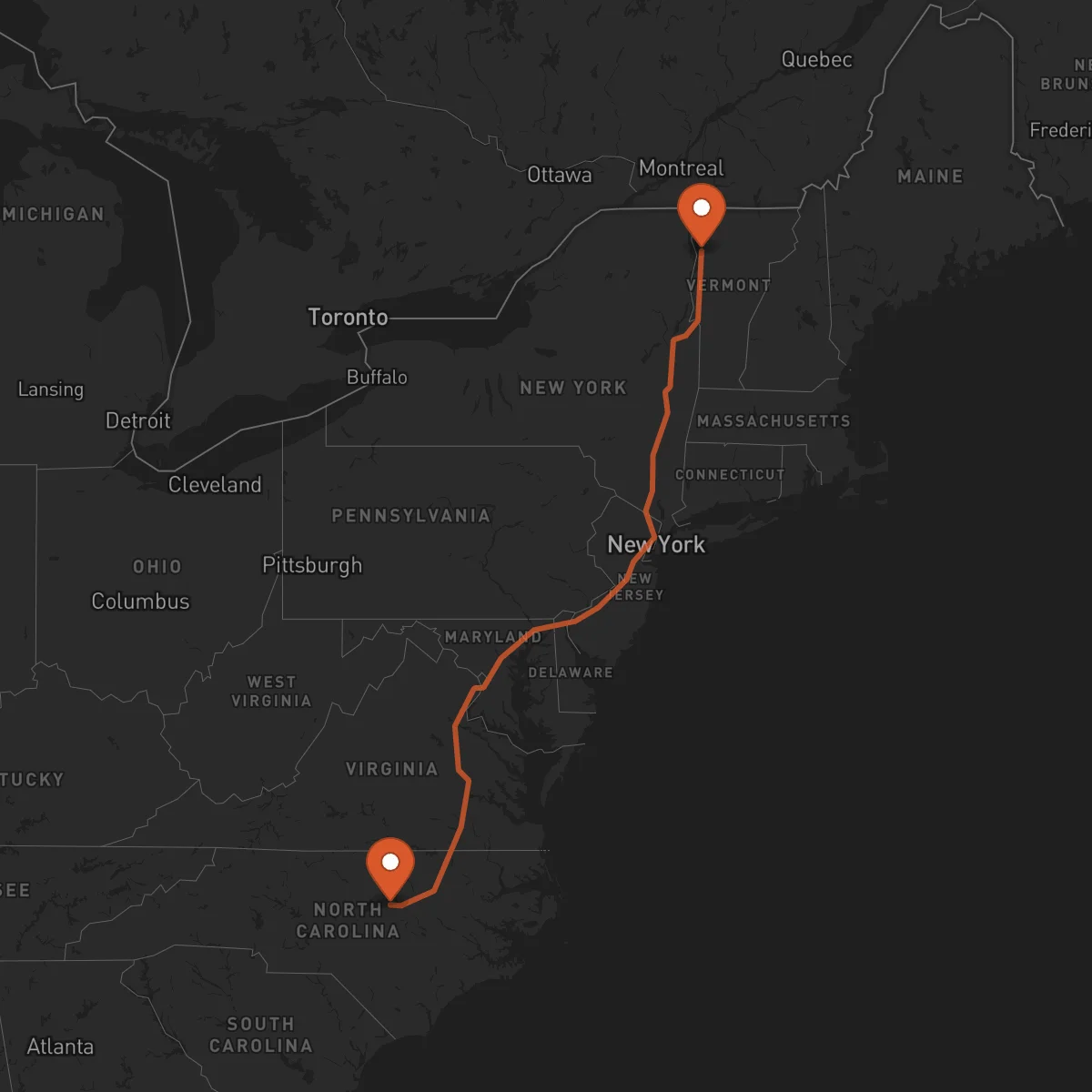 Ruta Raleigh - Burlington