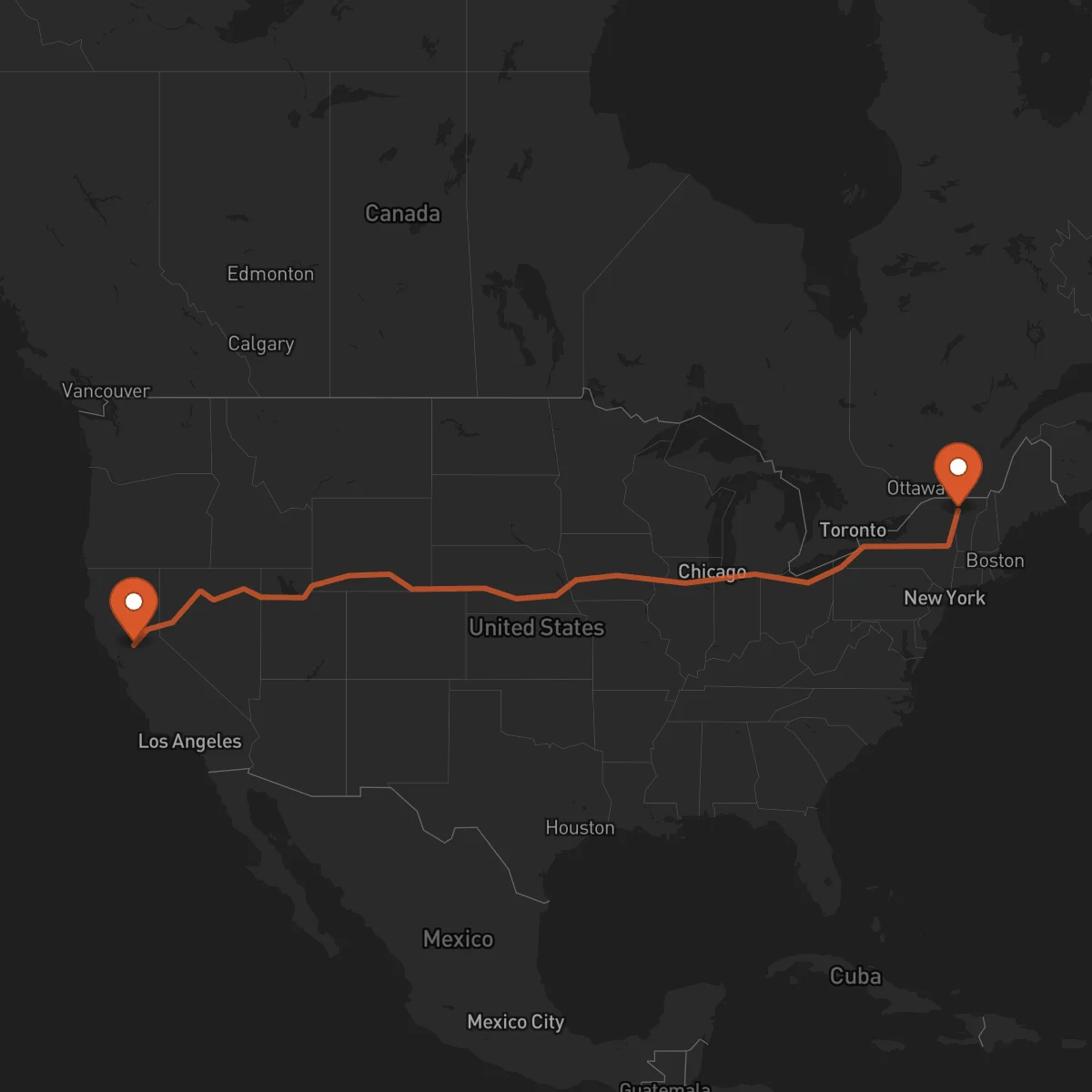 Ruta Burlington - Sacramento
