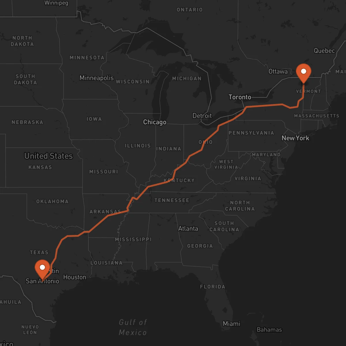 Ruta Burlington - San Antonio