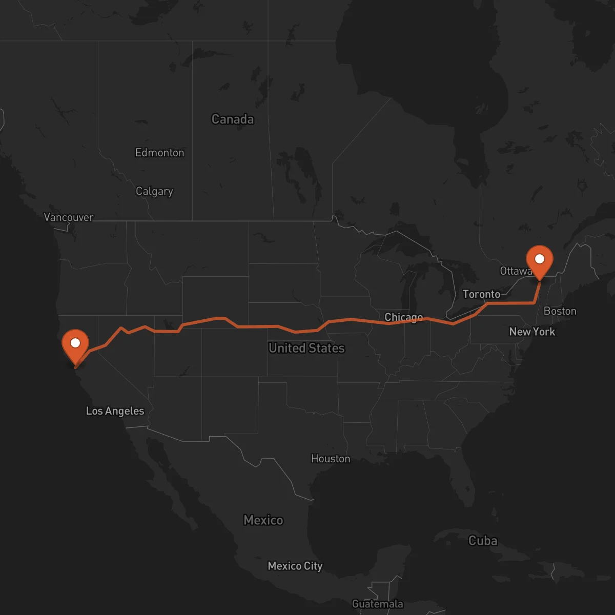 Ruta San Francisco - Burlington