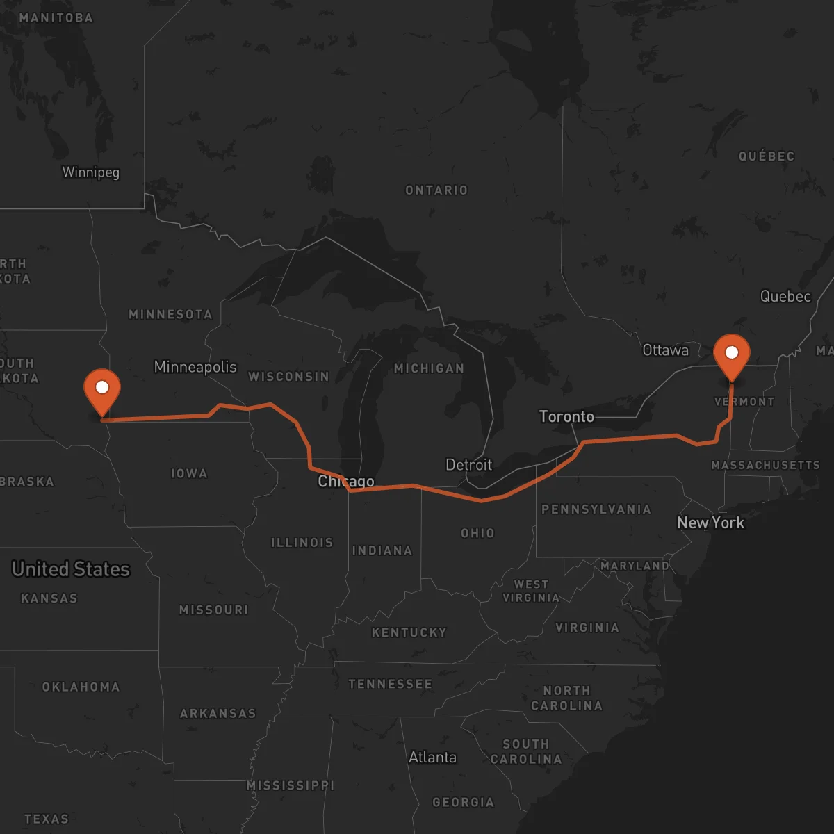 Ruta Burlington - Sioux Falls