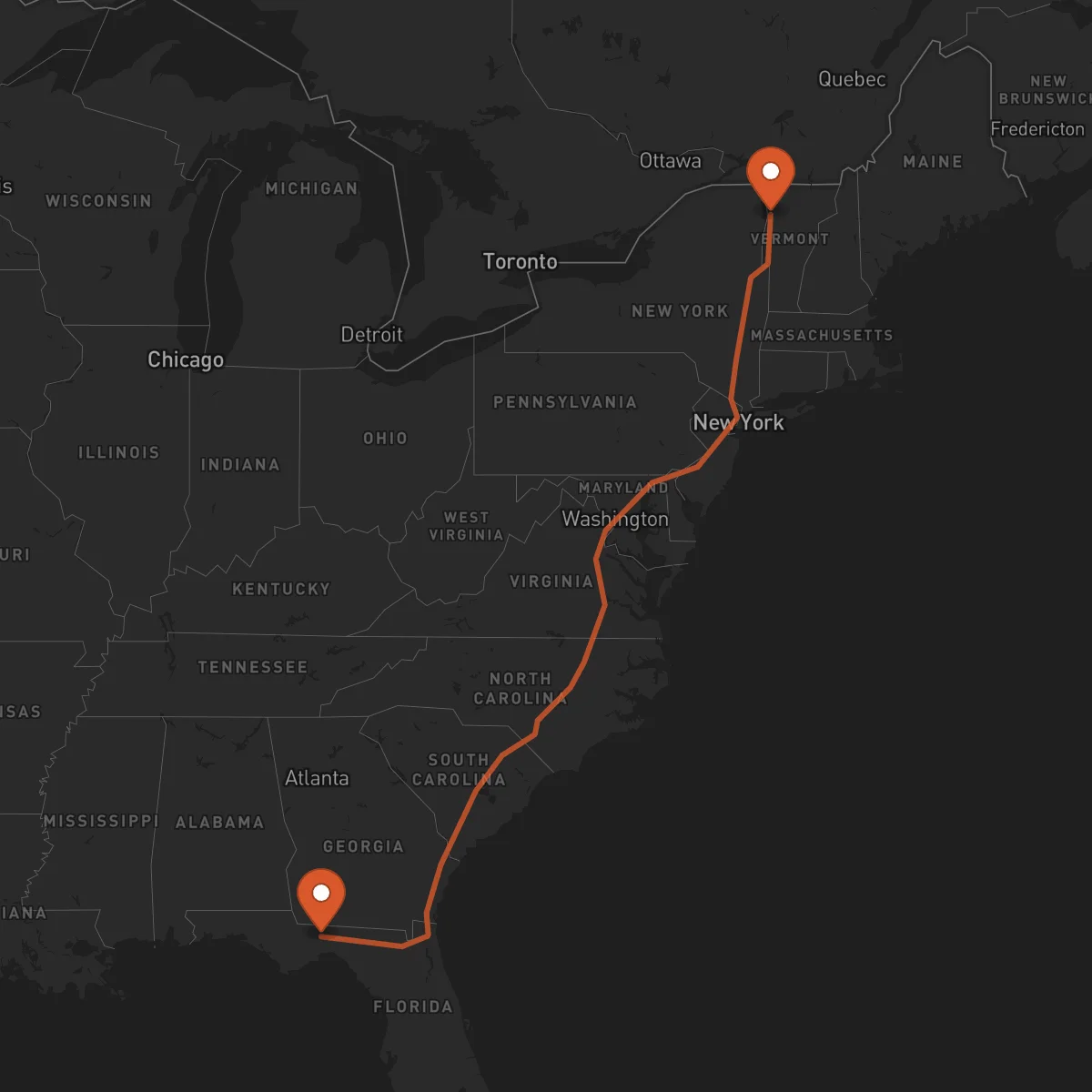 Ruta Burlington - Tallahassee