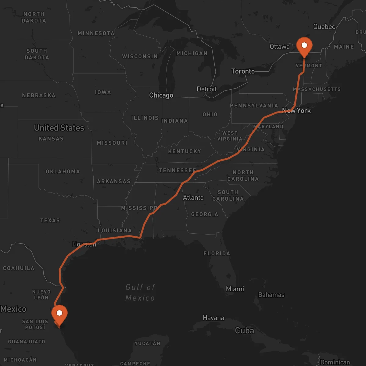 Ruta Tampico - Burlington