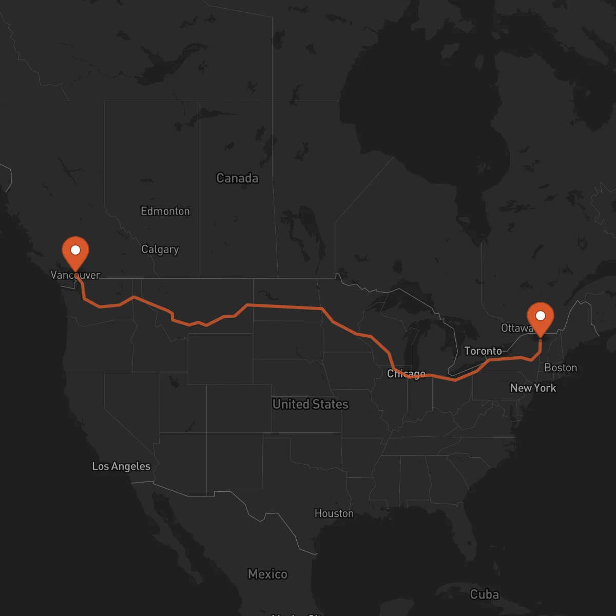 Ruta Burlington - Vancouver