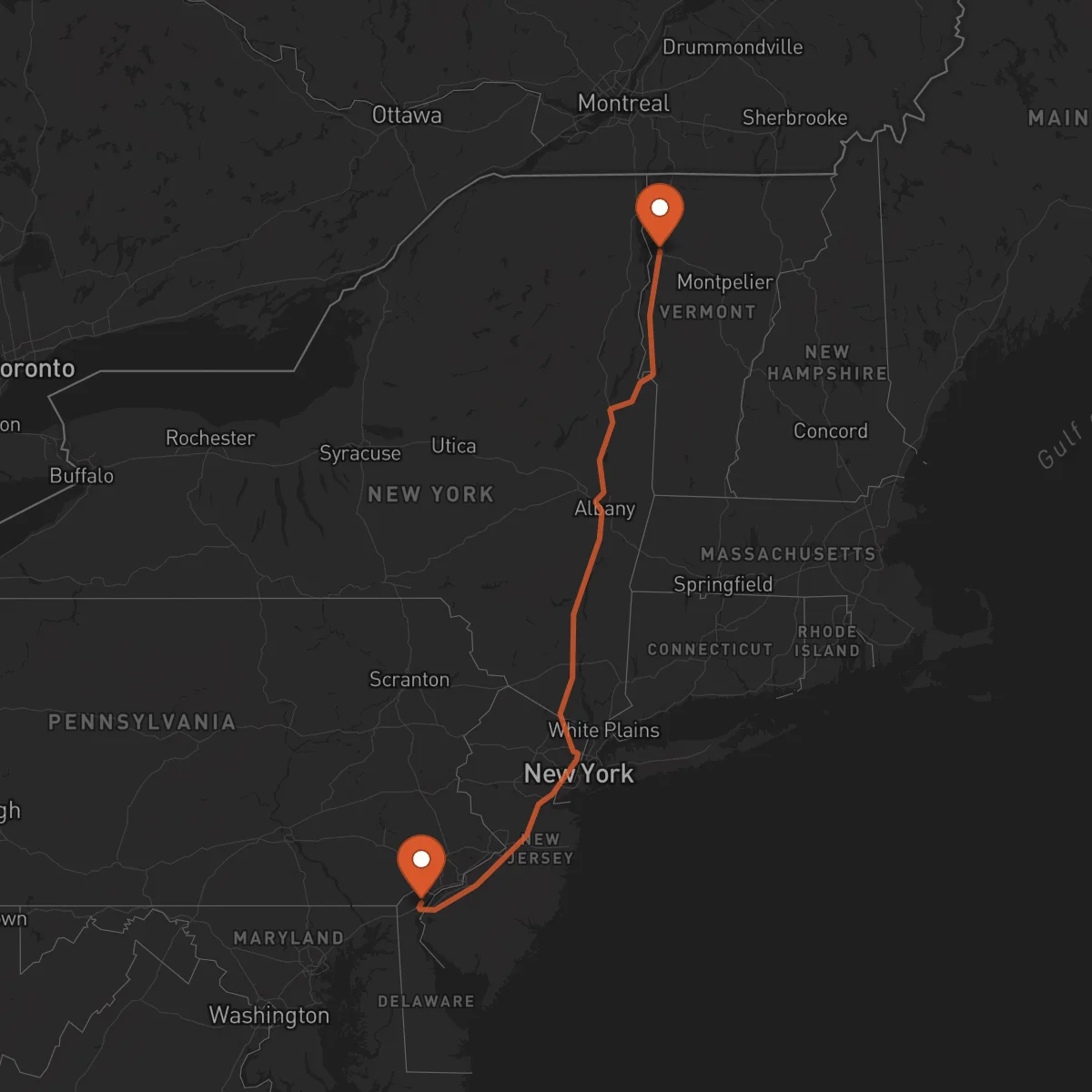 Ruta Burlington - Wilmington