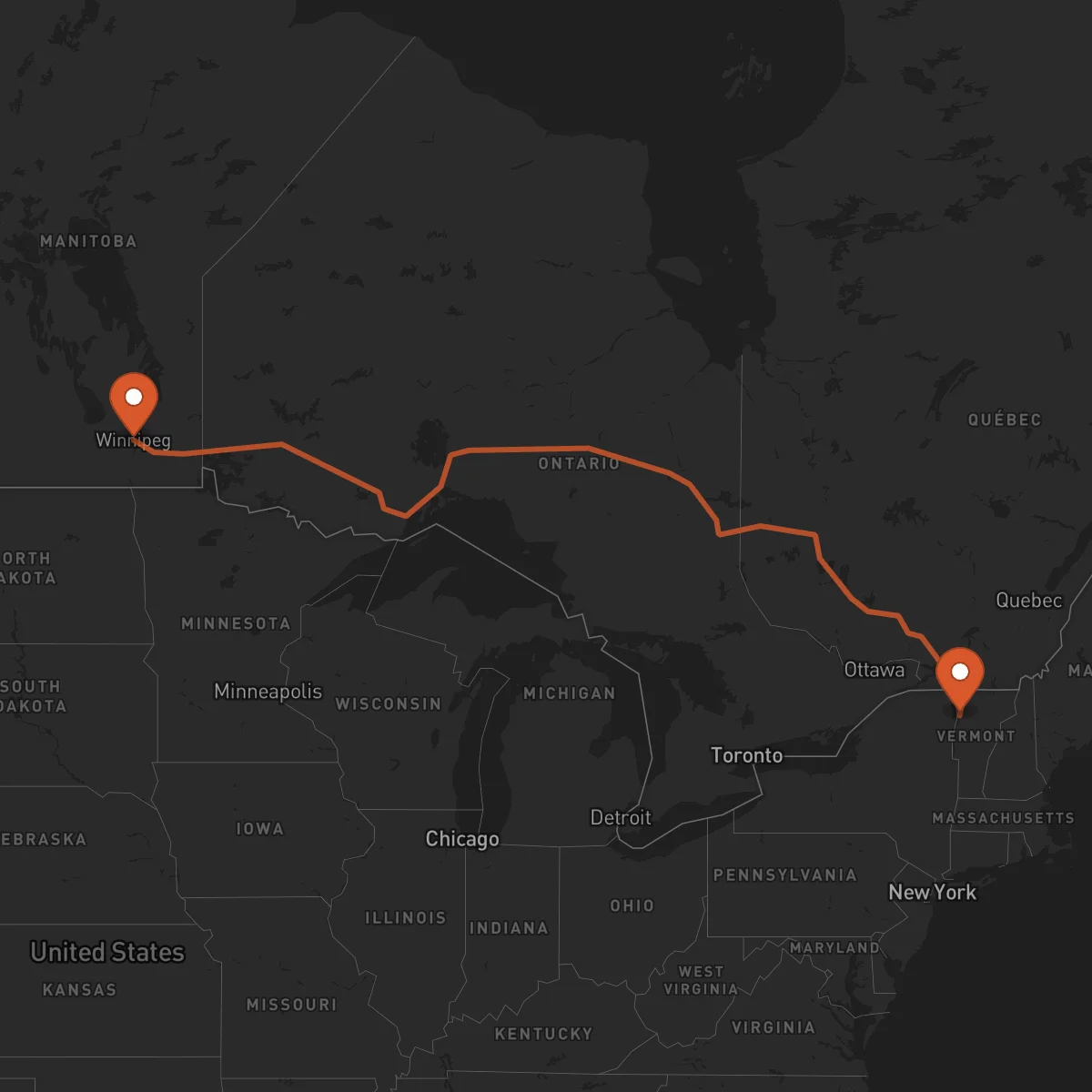 Ruta Burlington - Winnipeg