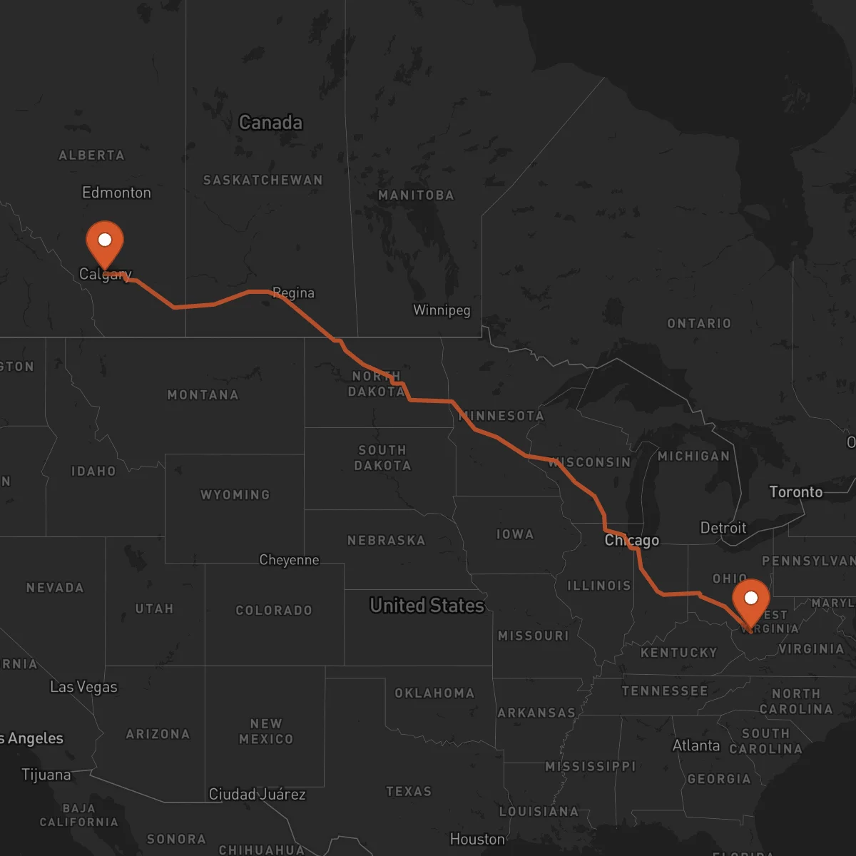 Ruta Charleston - Calgary