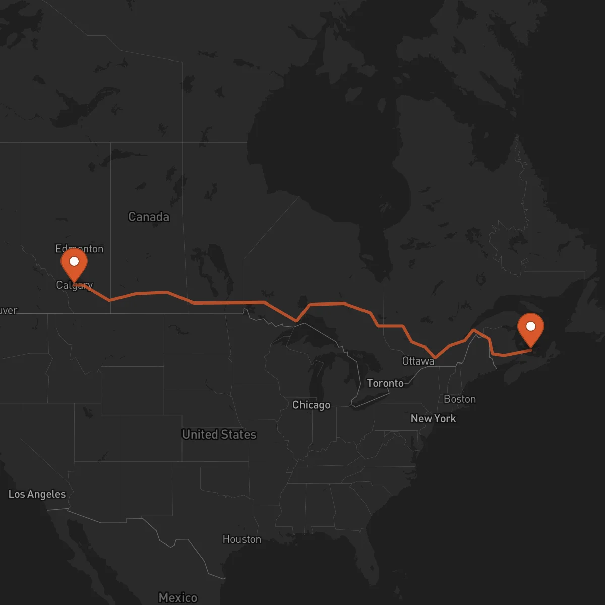 Ruta Calgary - Charlottetown