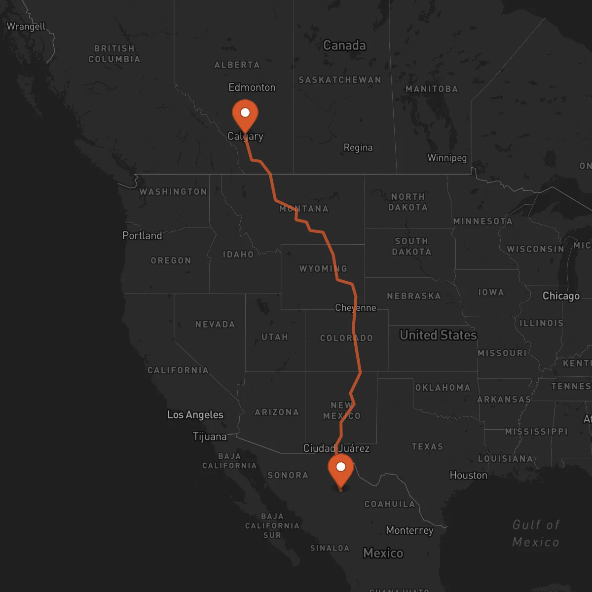 Ruta Chihuahua - Calgary