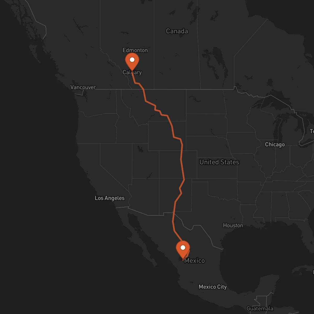 Ruta Calgary - Durango