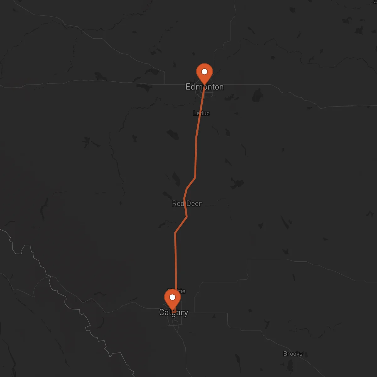 Ruta Edmonton - Calgary