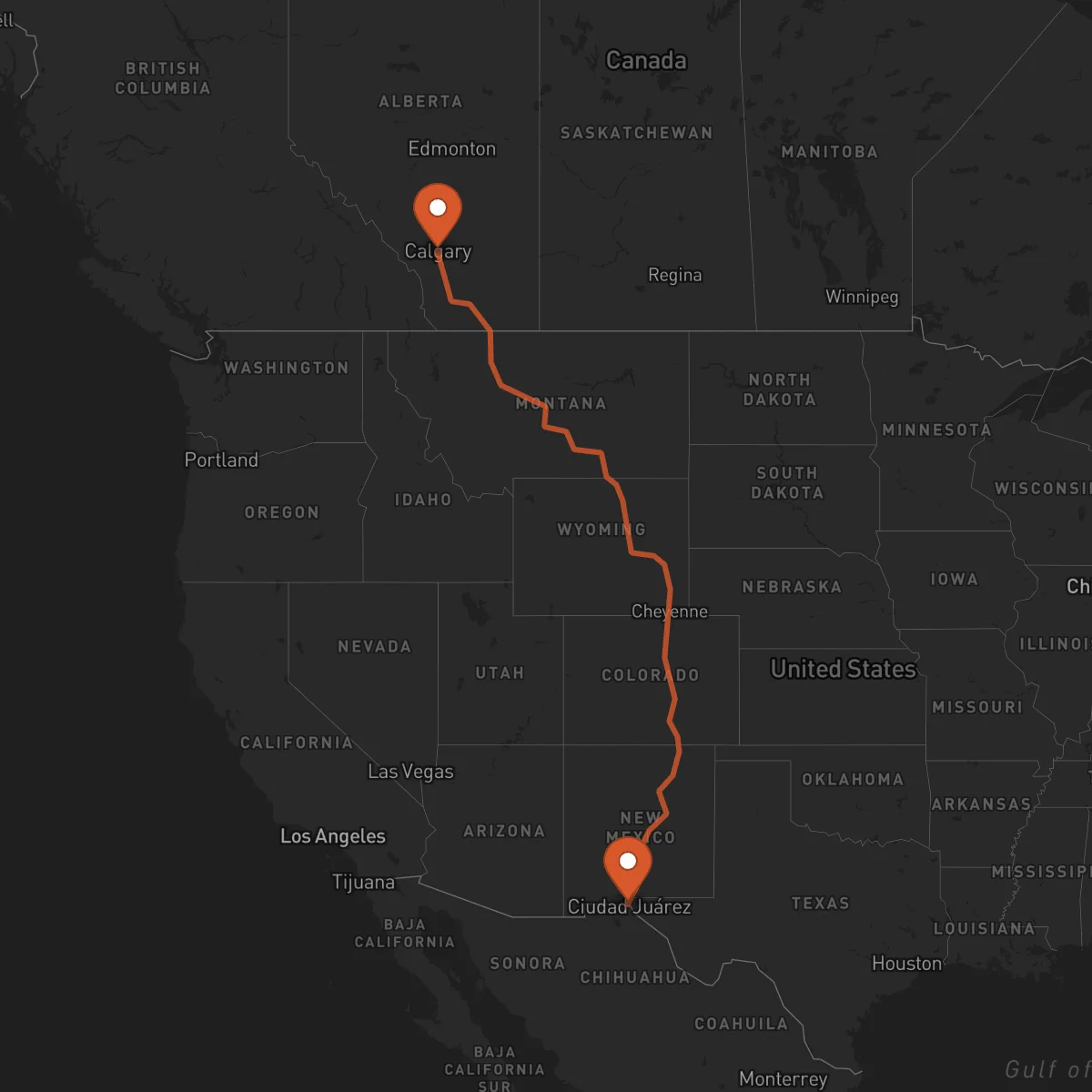 Ruta 캘거리 - 엘패소