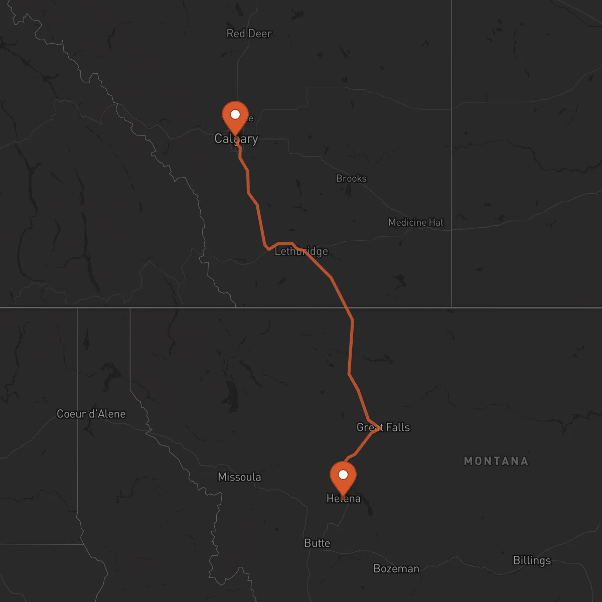 Ruta Calgary - Helena