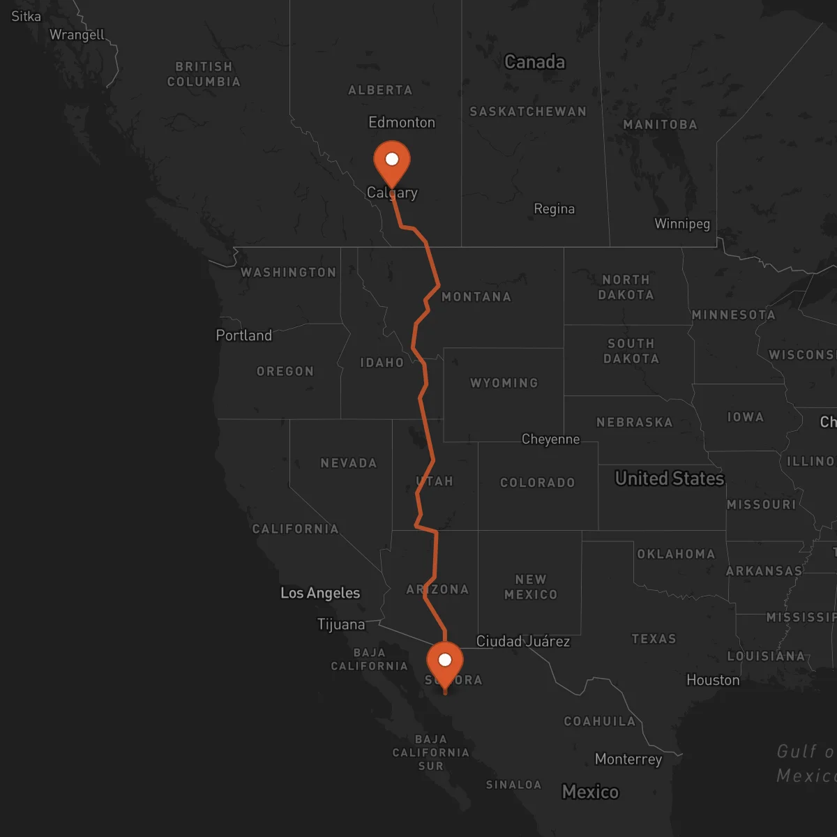 Ruta Hermosillo - Calgary