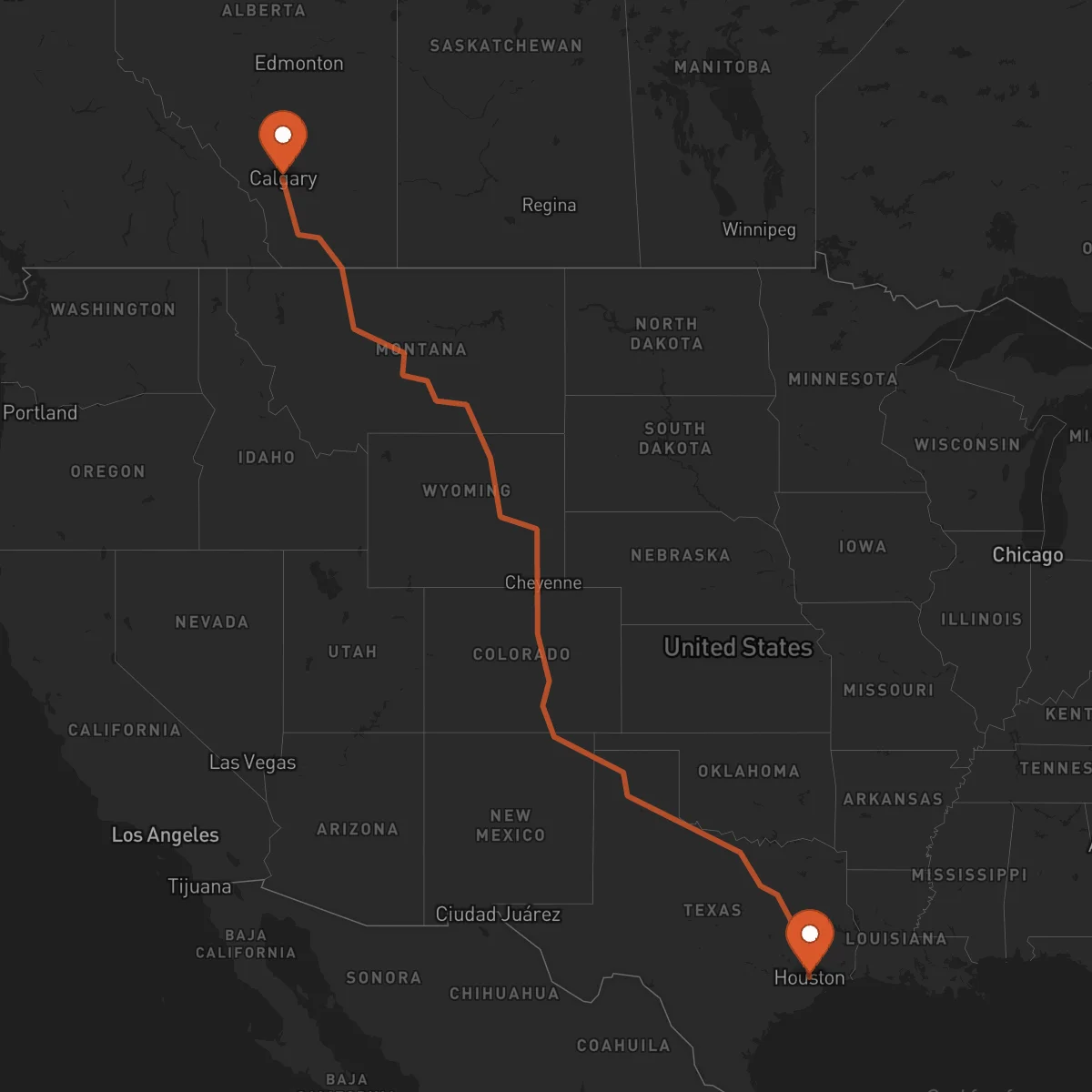 Ruta Houston - Calgary