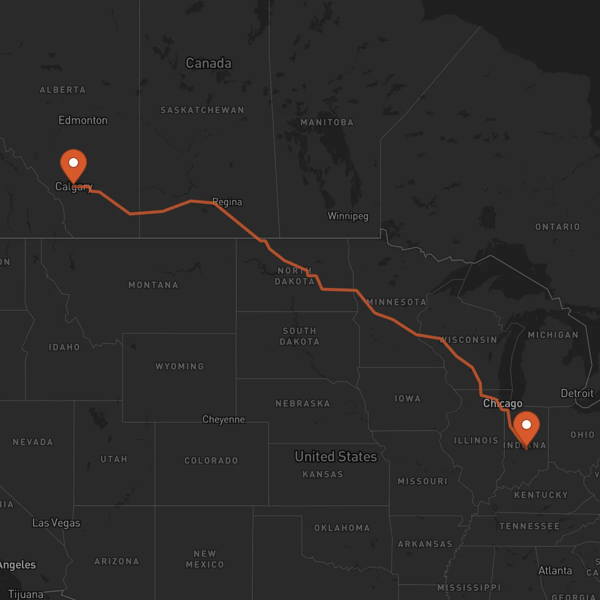 Ruta Indianapolis - Calgary