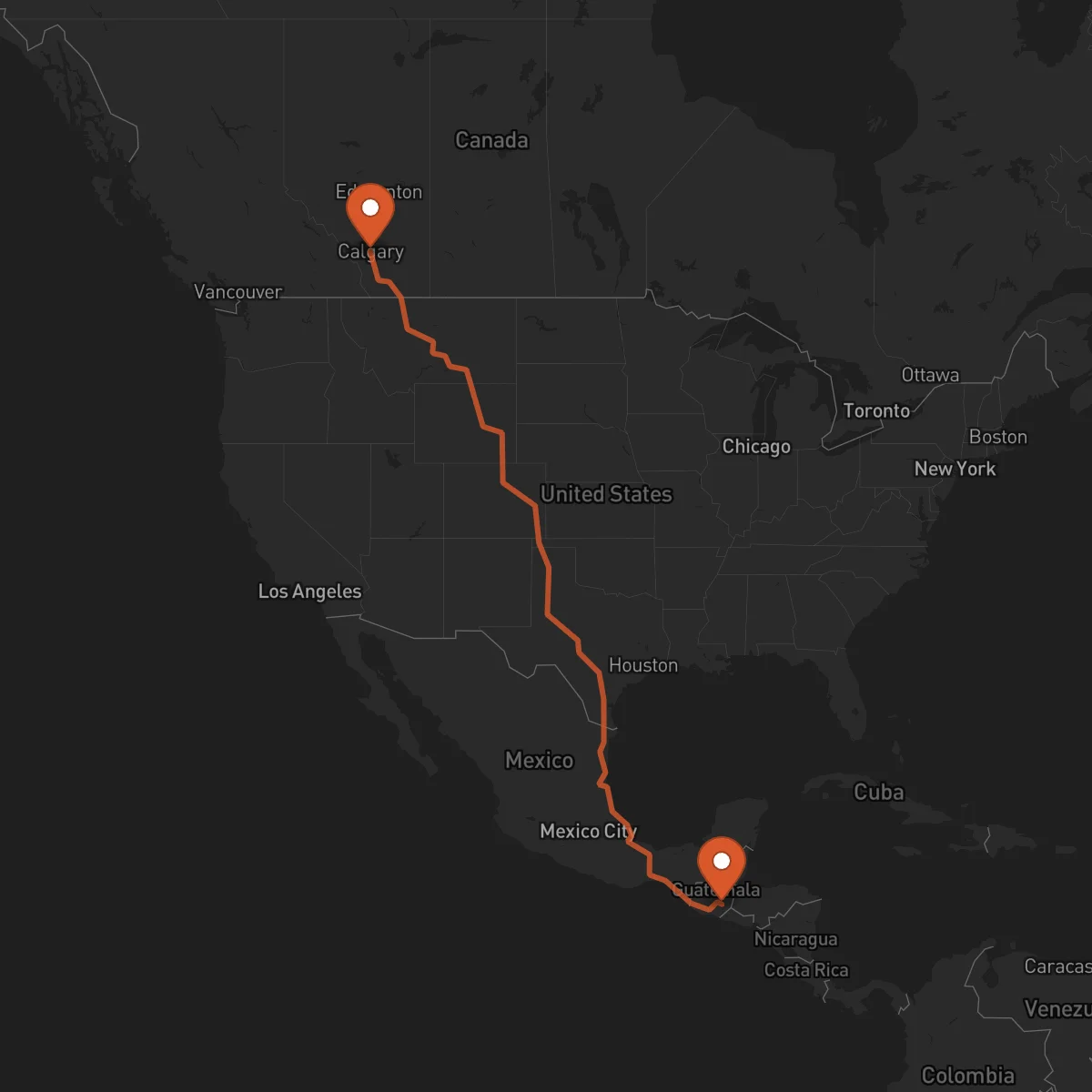 Ruta Calgary - Jalapa