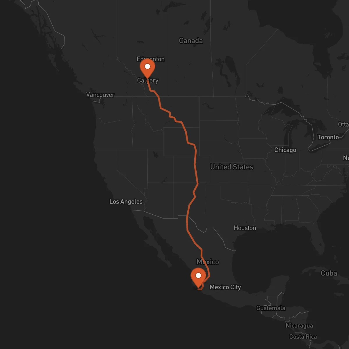 Ruta Manzanillo - Calgary