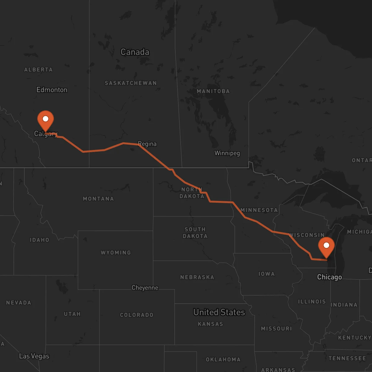 Ruta Milwaukee - Calgary
