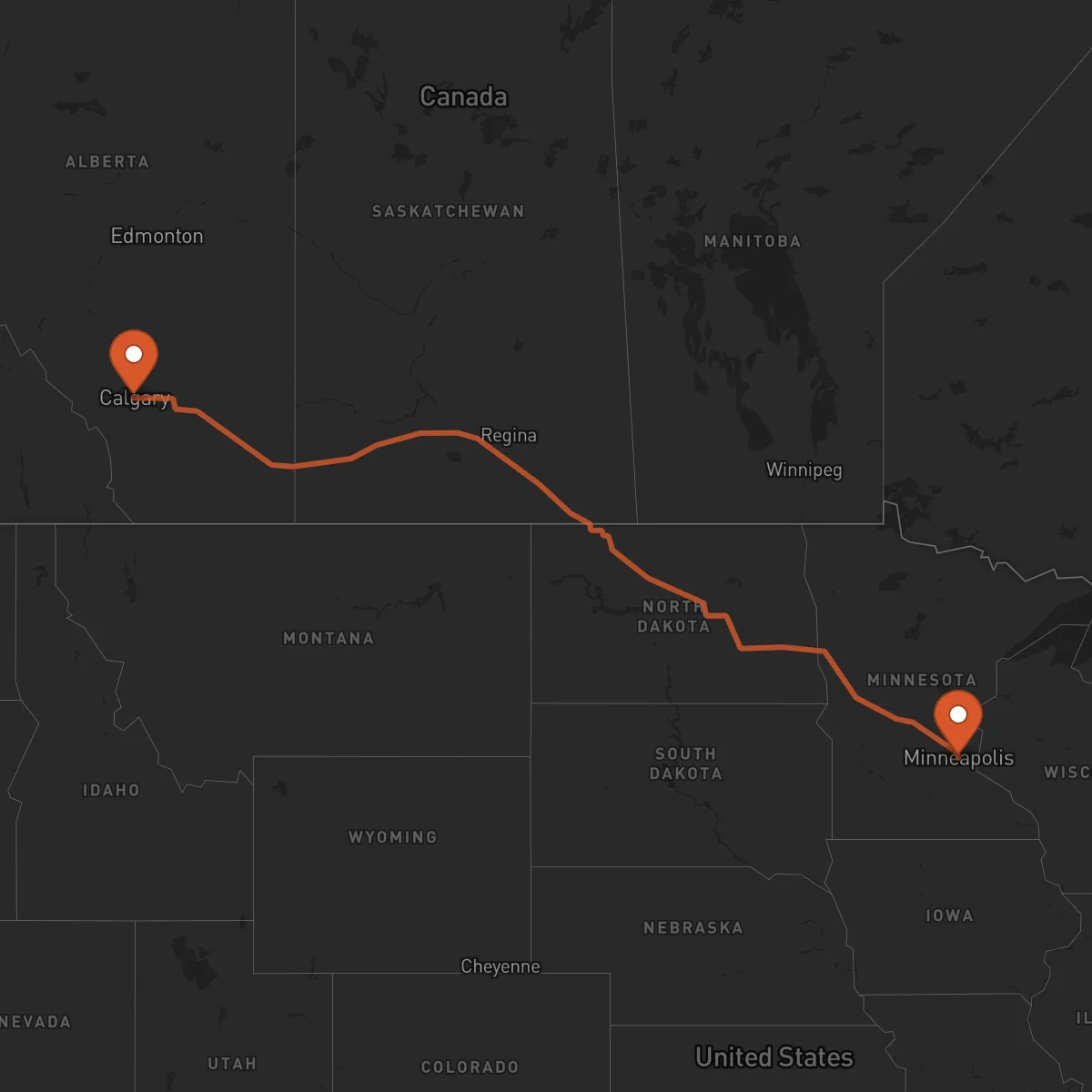 Ruta Minneapolis - Calgary