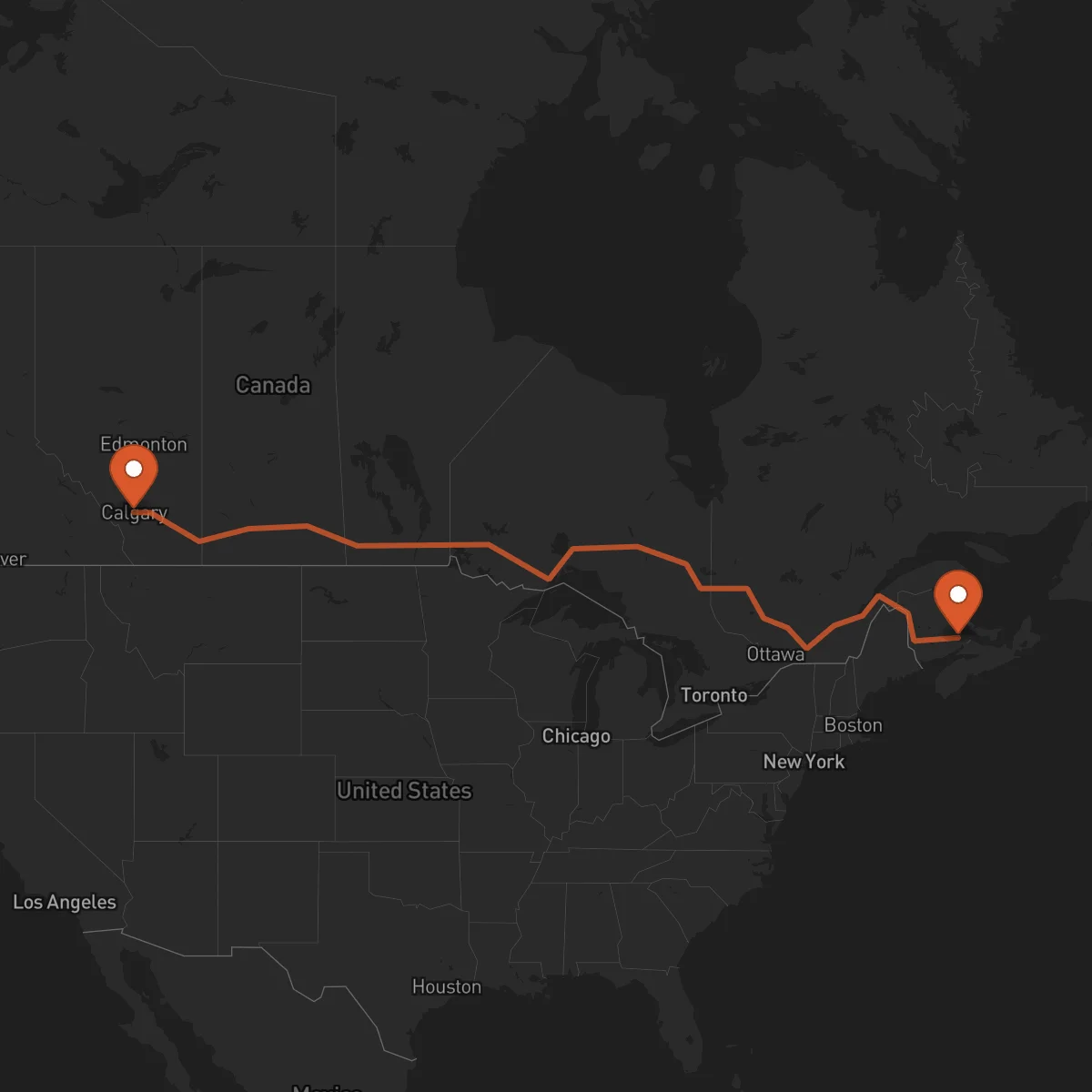 Ruta Moncton - Calgary