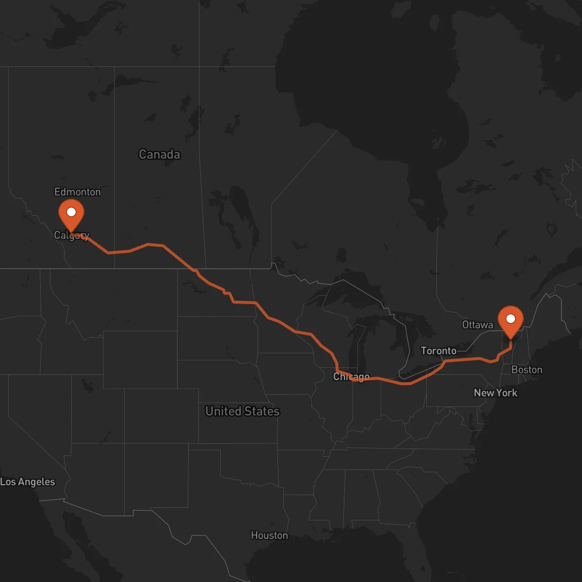 Ruta Montpelier - Calgary