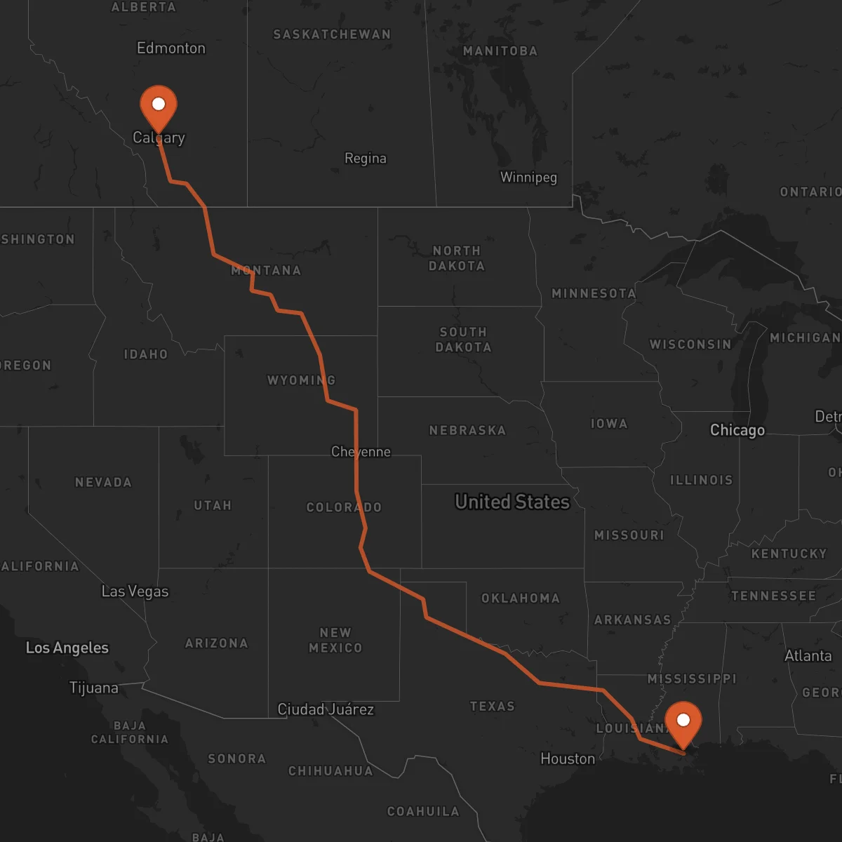 Ruta New Orleans - Calgary