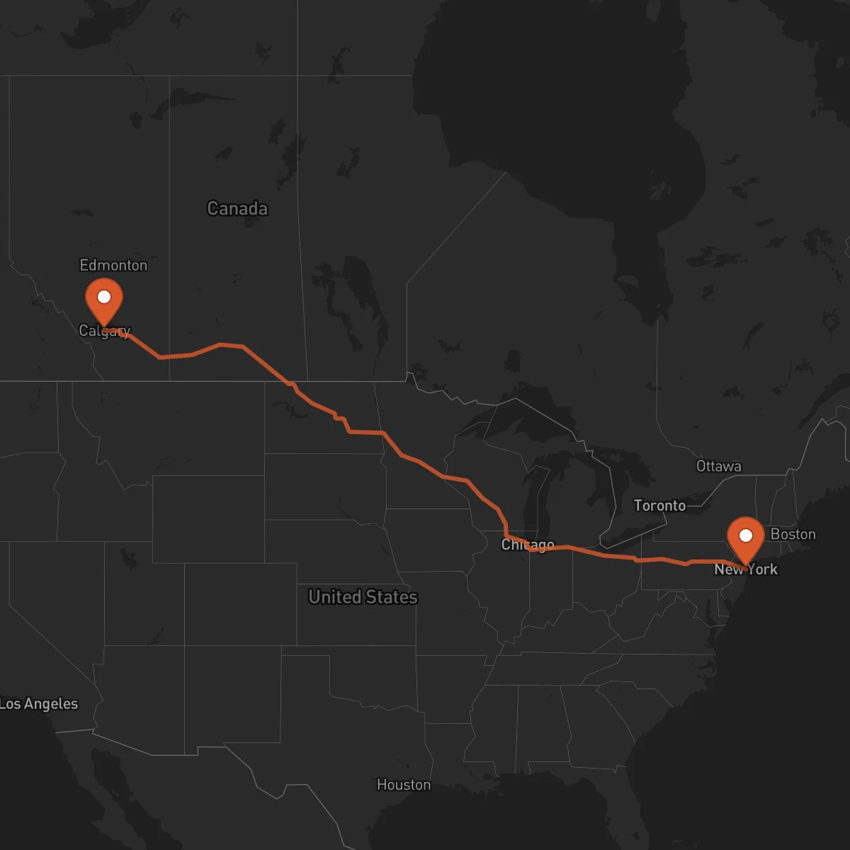 Ruta Calgary - New York
