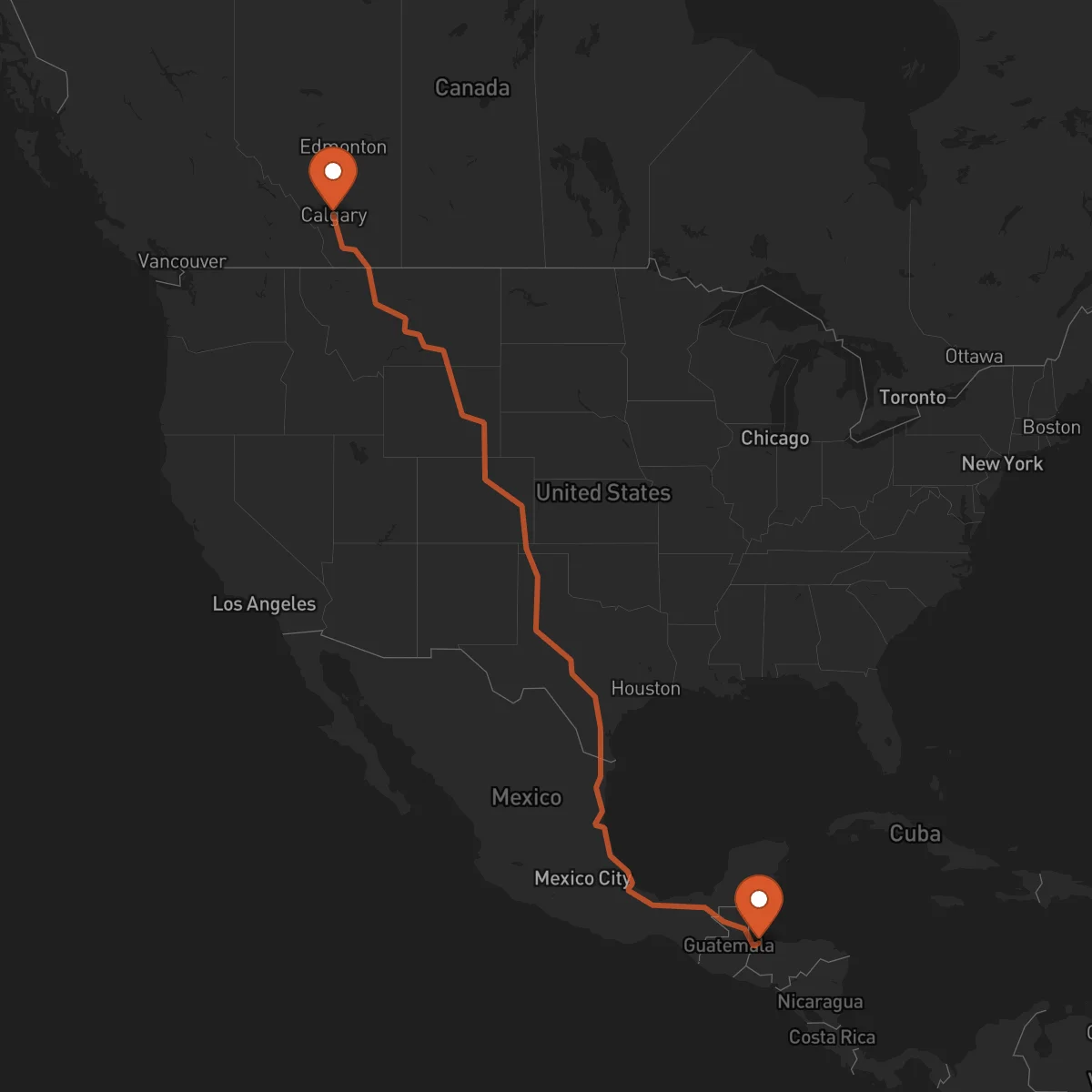 Ruta Calgary - Puerto Barrios