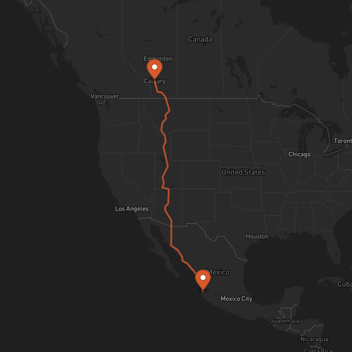 Ruta Calgary - Puerto Vallarta