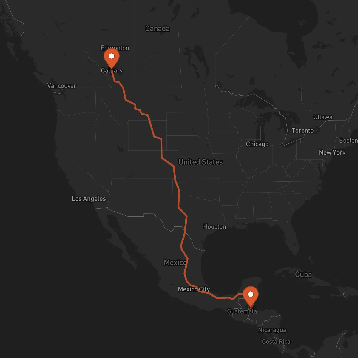 Ruta Calgary - Punta Gorda