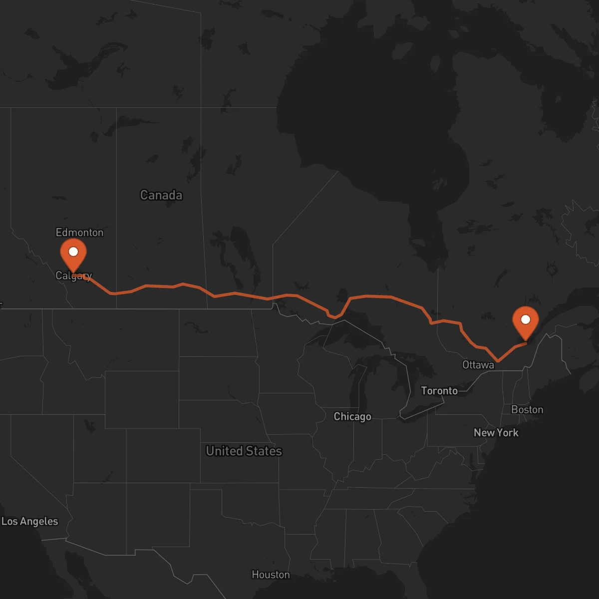 Ruta Québec - Calgary