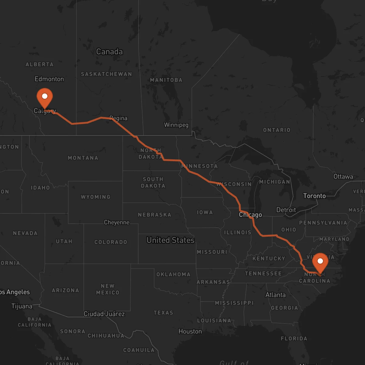 Ruta Raleigh - Calgary