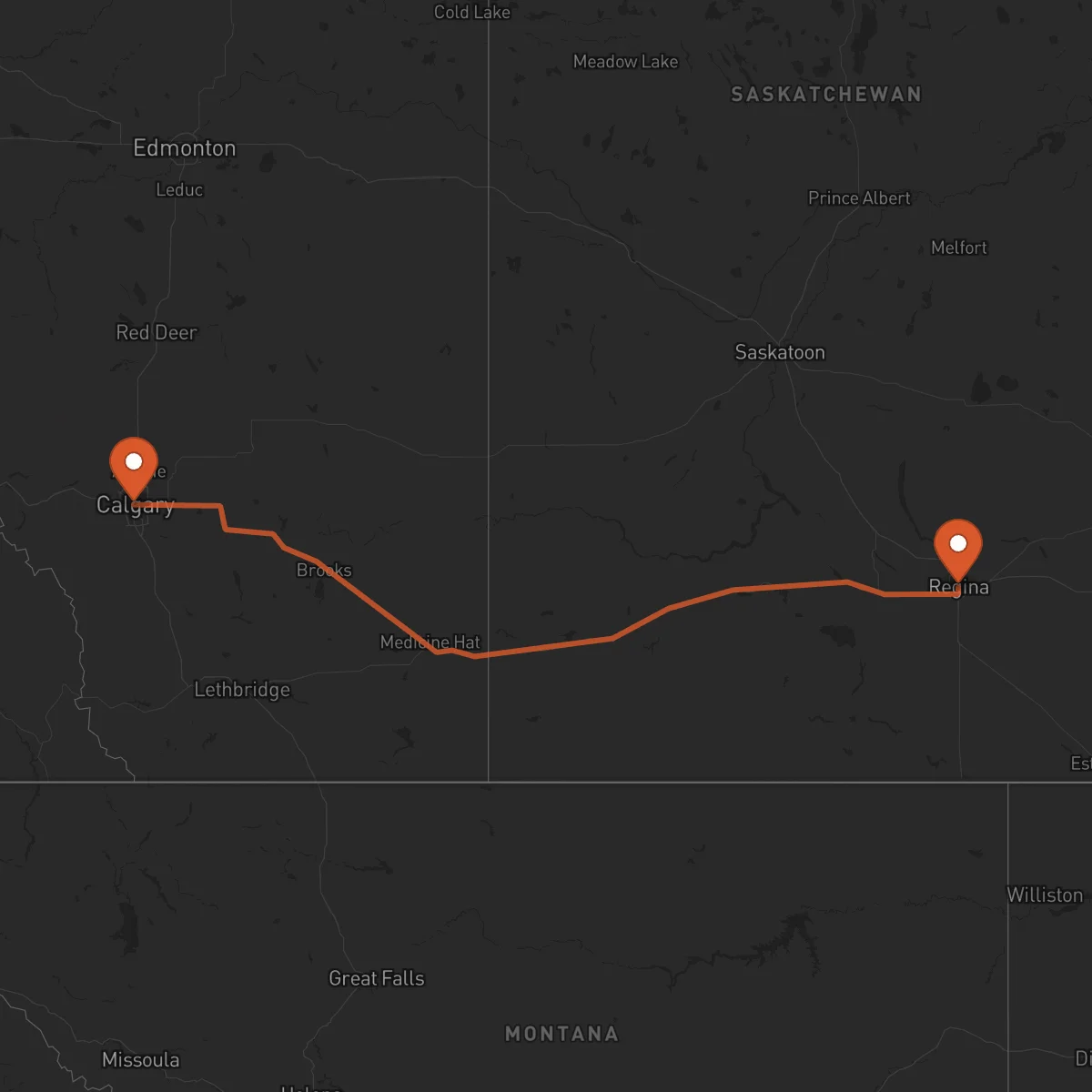 Ruta Regina - Calgary