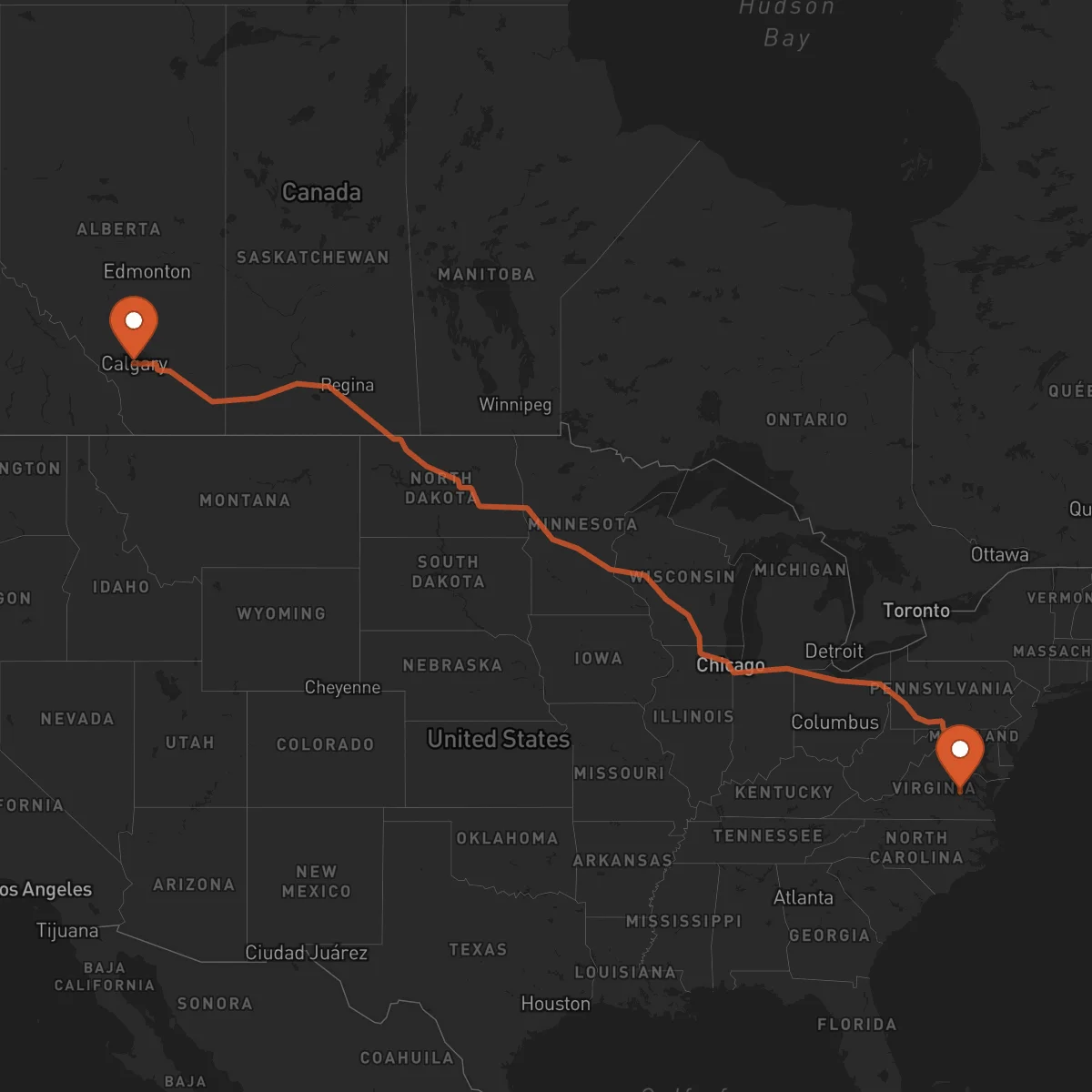 Ruta Richmond - Calgary