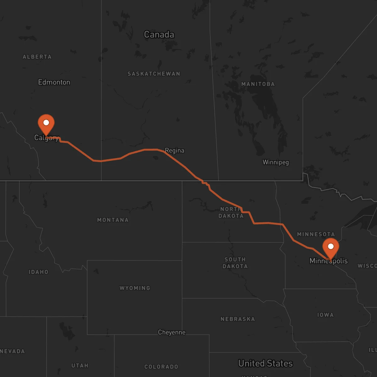 Ruta Saint Paul - Calgary
