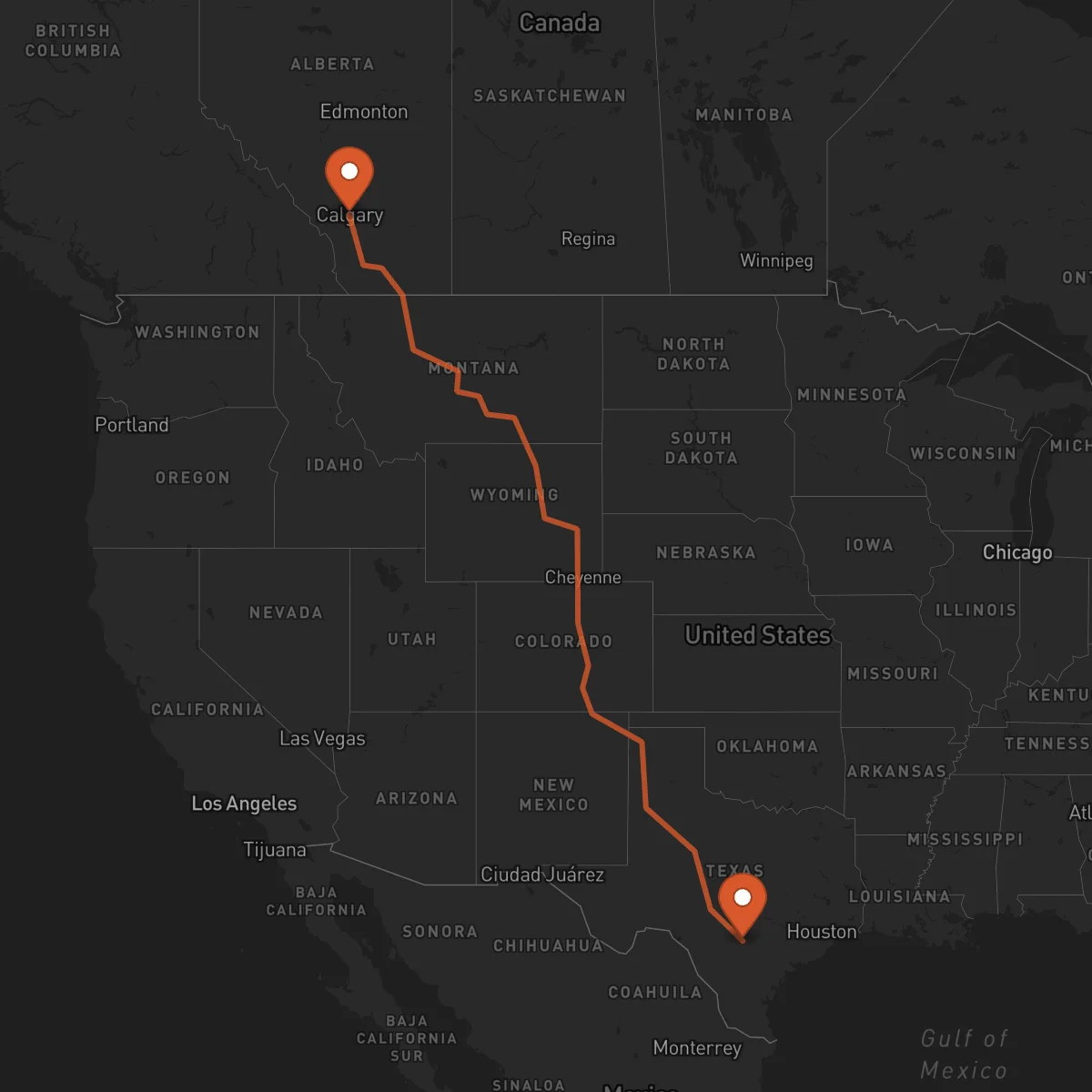 Ruta Calgary - San Antonio