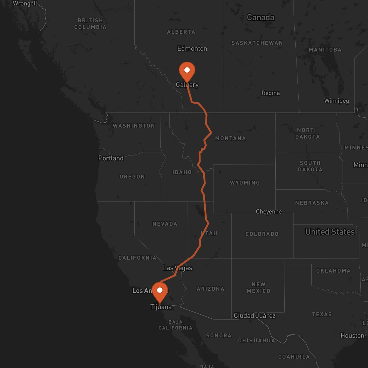 Ruta Calgary - San Diego