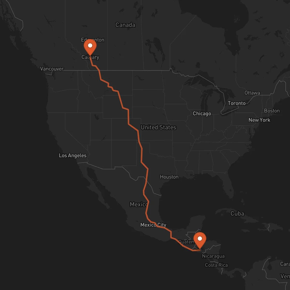 Ruta Calgary - San Francisco Gotera