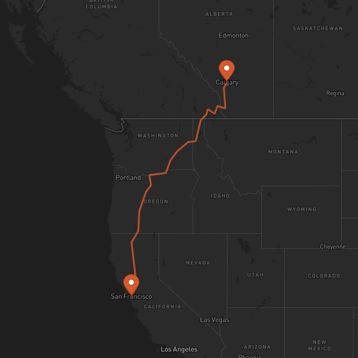 Ruta San Francisco - Calgary
