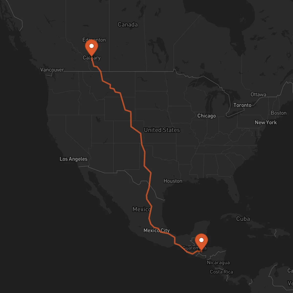 Ruta Calgary - Santa Rosa de Copán