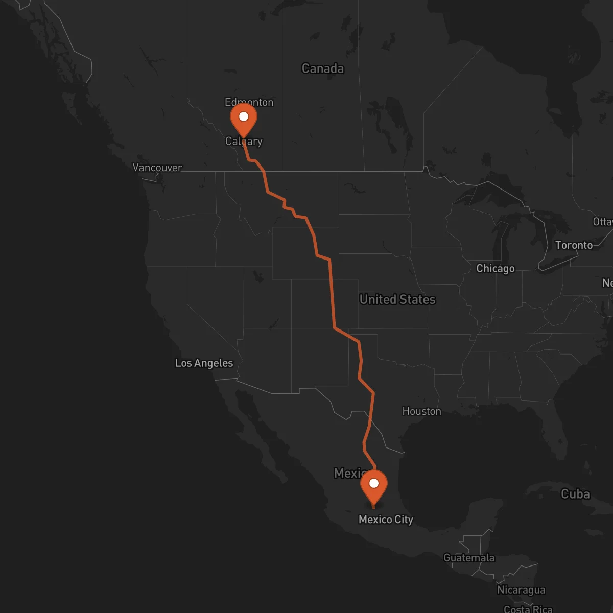 Ruta Santiago de Querétaro - Calgary