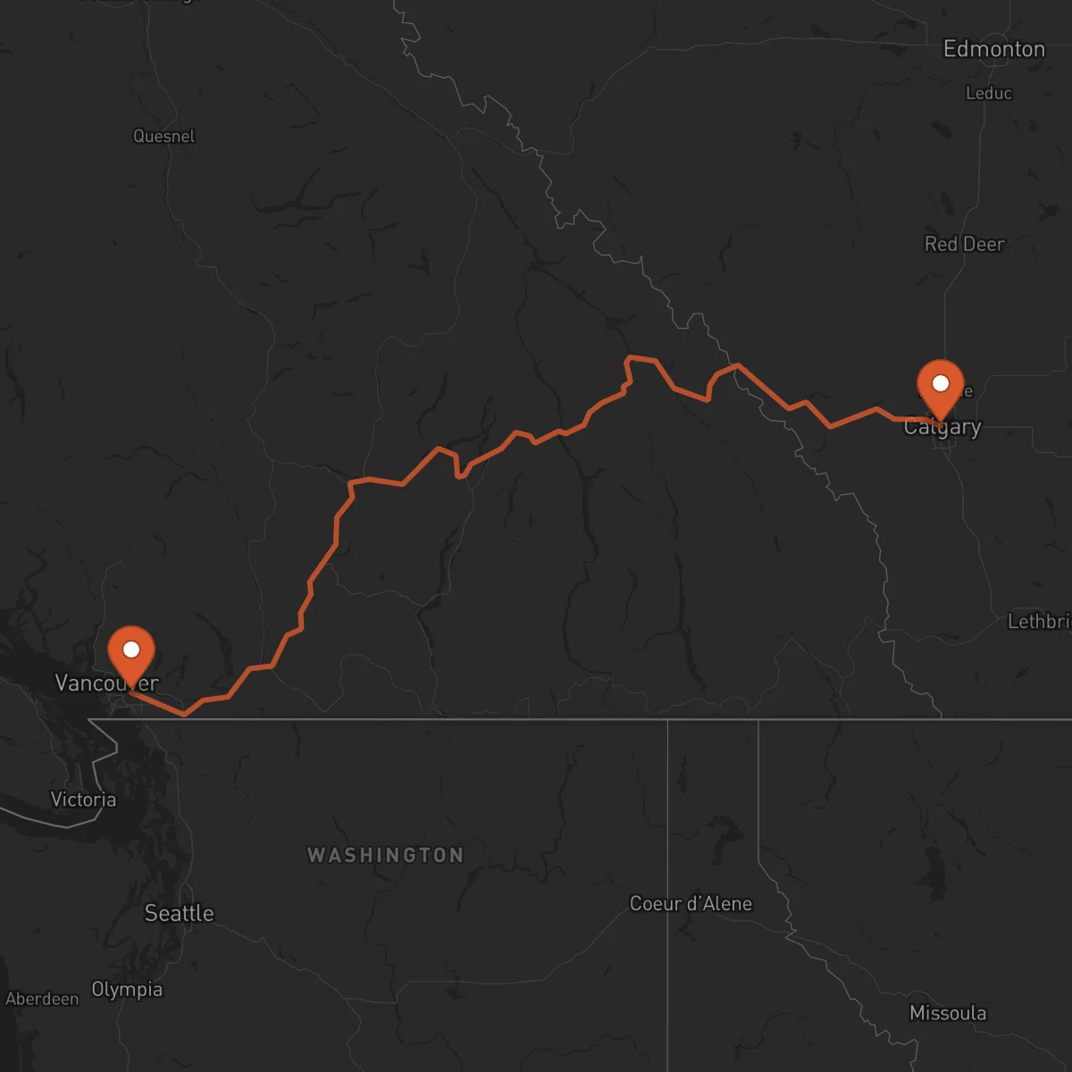 Ruta Calgary - Surrey