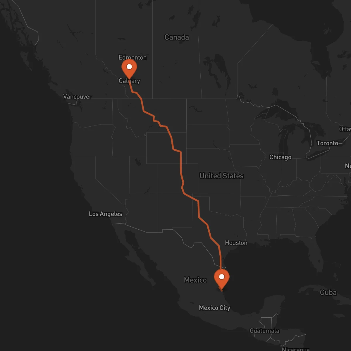 Ruta Tampico - Calgary