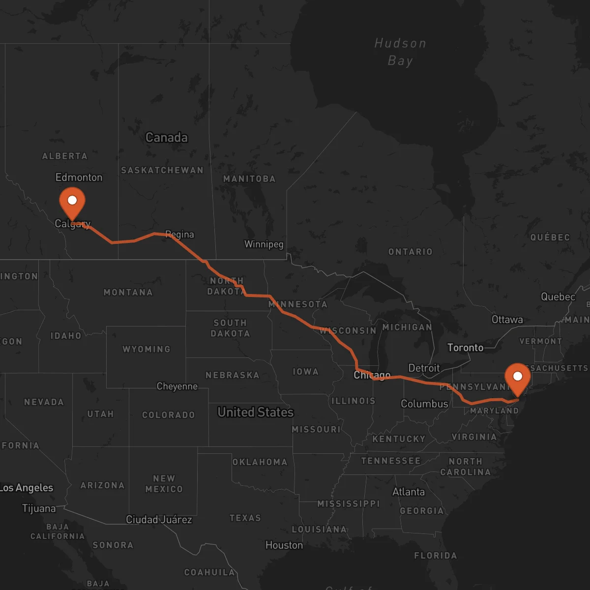 Ruta Calgary - Trenton