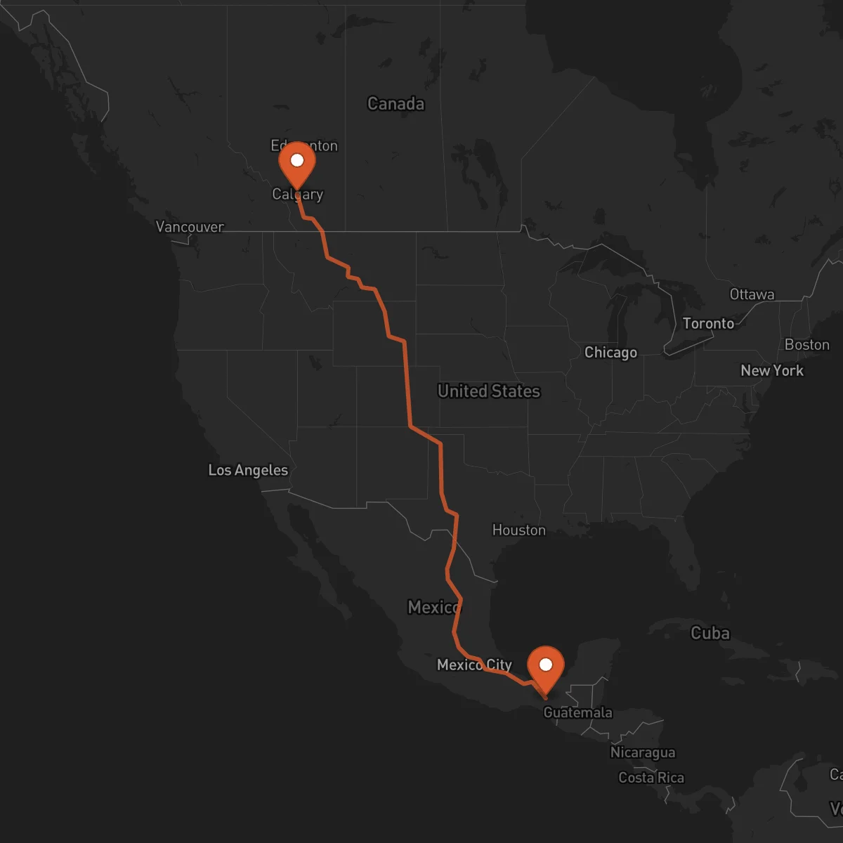 Ruta Calgary - Tuxtla Gutiérrez