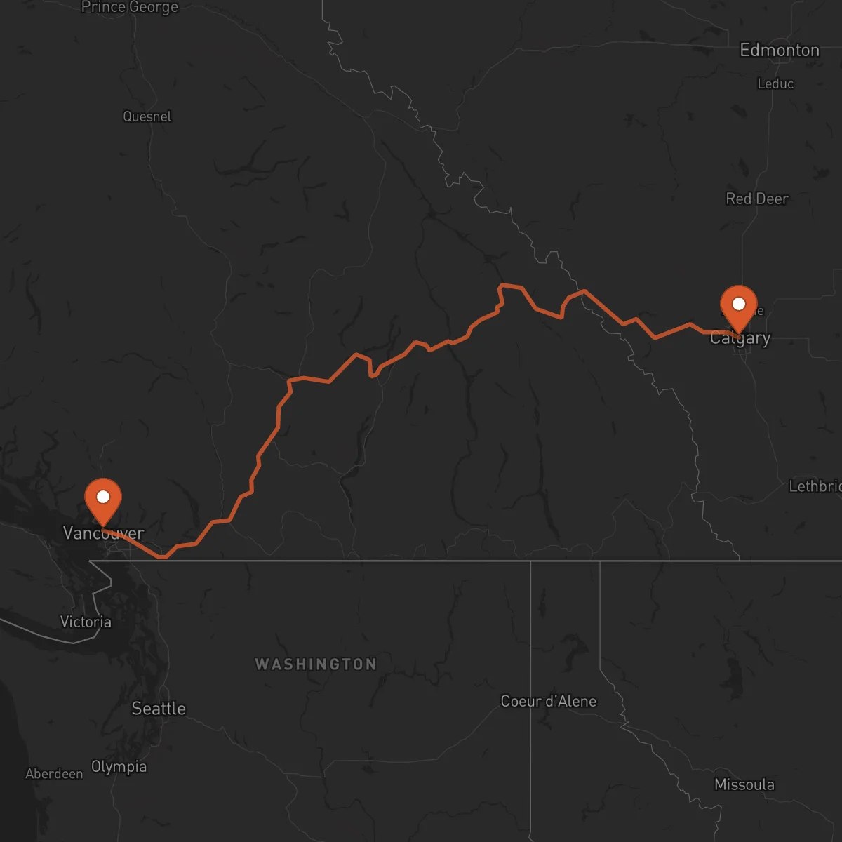 Ruta Calgary - Vancouver