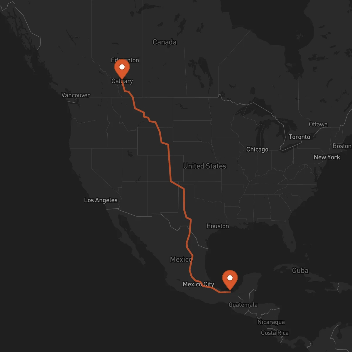 Ruta Villahermosa - Calgary